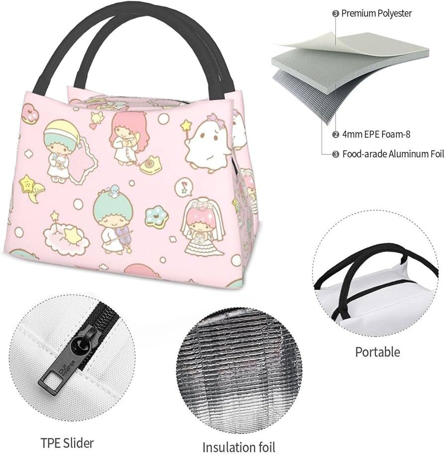 キラキラ⭐️　ランチバッグ&ファスナーポーチ Amazon｜ききらら キキララ 保冷 がま口 ランチバッグ ブラック